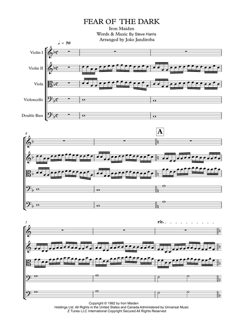 Fear Of The Dark (Arr. João Lourenço Gama Jandiroba) - Iron Maiden (String Ensemble)