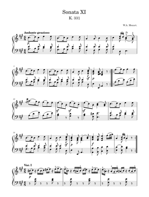 Sonata No. 11, 1st Movement K. 331