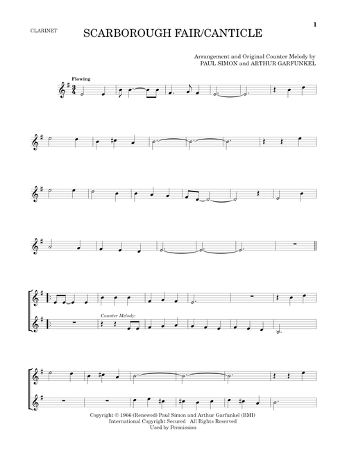 Scarborough Fair/Canticle - Simon & Garfunkel (Clarinet Solo)