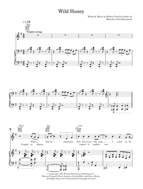 Wild Honey - Hugh Laurie (Piano-Vocal-Guitar (Piano Accompaniment))