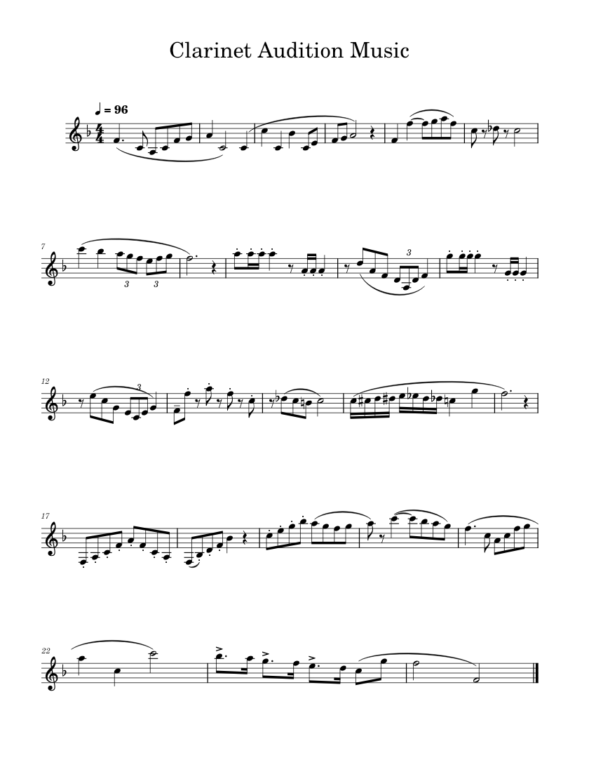 Clarinet_Audition_Music Sheet Music For Clarinet In B-flat (Solo ...