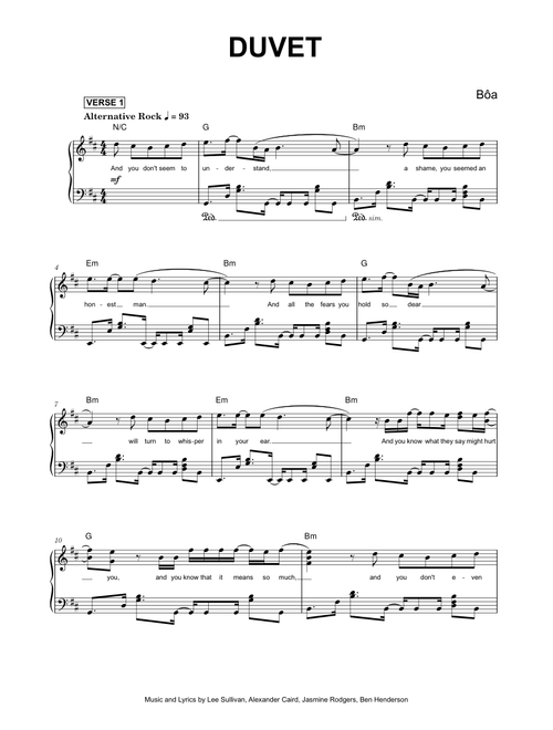 Duvet - bôa (Piano)