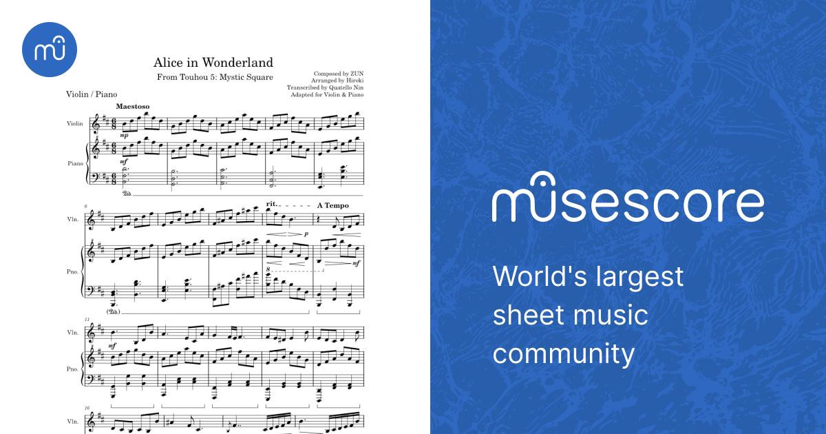 日本思想の系譜（上下） 不思議の国のアリス – ZUN Sheet Music for Piano (Solo
