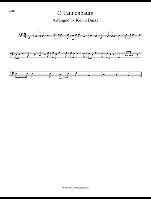 O Tannenbaum (Easy key of C) Cello (Arr. Kevin Busse) (Cello Solo)