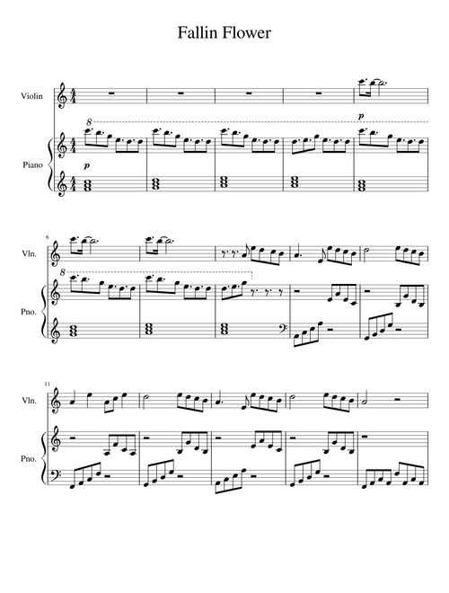 Seventeen Fallin' Flower 舞い落ちる花びら (Easy Violin and Piano)