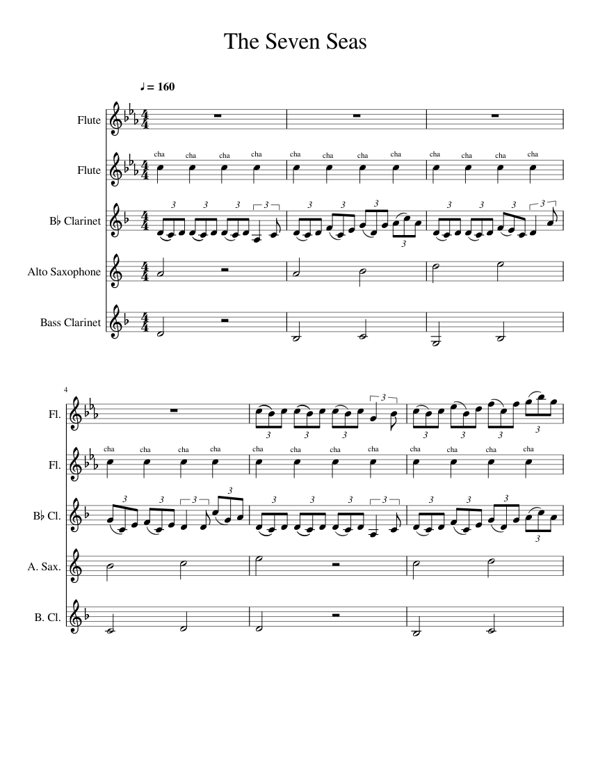 The Seven Seas- F777 Sheet Music for Flute, Clarinet in b-flat