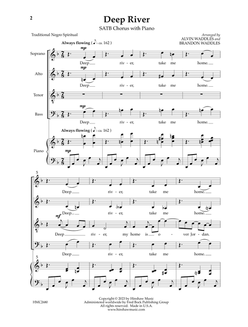 Deep River (Arr. Alvin Waddles & Brandon Waddles) - Traditional Negro Spiritual (Choral, SATB)