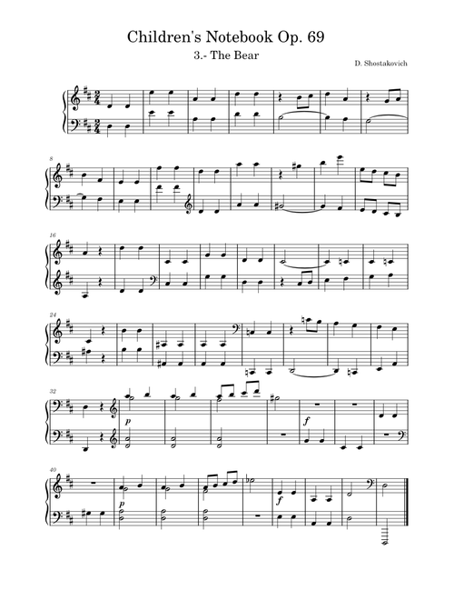 Children's notebook, op.69. 3.- The Bear – Dmitri Shostakovich