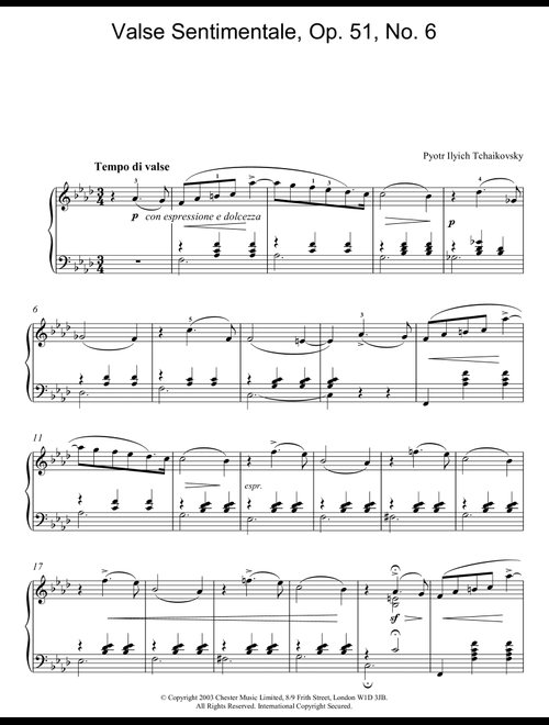 Valse Sentimentale, Op. 51, No. 6 - Pyotr Il'yich Tchaikovsky (Piano Solo)