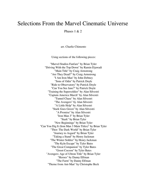 Selections from the Marvel Cinematic Universe Phases 1 & 2