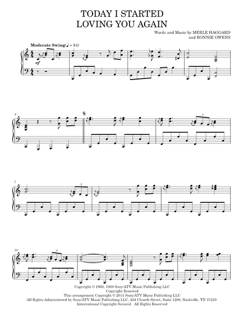 Today i started loving you again - Merle Haggard (Piano Solo)