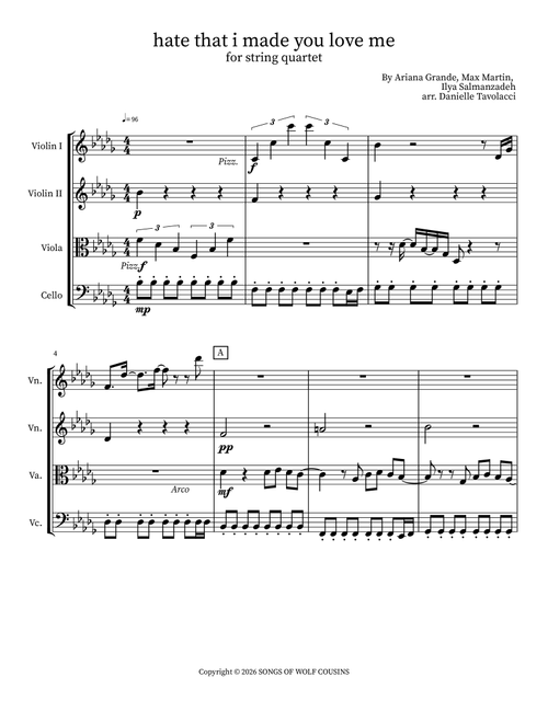 Hate That I Made You Love Me (Arr. Danielle Tavolacci) - Ariana Grande, Martin Max, Ilya Salmanzadeh (String Quartet)