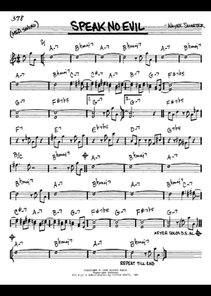 Speak No Evil Sheet Music with Chords for Piano (Jazz Band) easy