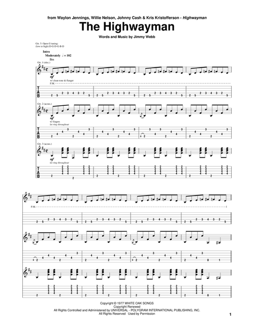 The Highwayman - Johnny Cash (Guitar Tab)