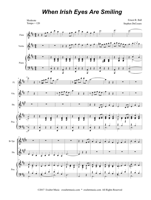 When Irish Eyes Are Smiling (Duet for Bb-Trumpet and French Horn) (Arr. Stephen DeCesare) - Ernest R Ball (Instrumental Duet and Piano)