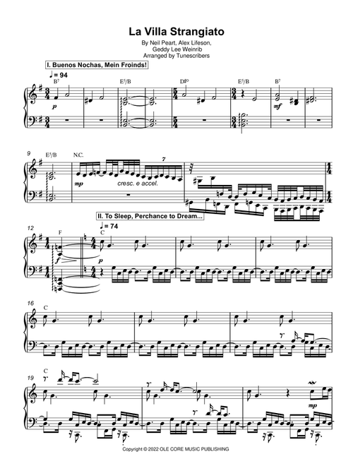 La Villa Strangiato (Arr. Tunescribers) - Neil Peart, Alex Lifeson, Geddy Lee Weinrib (Piano Solo)
