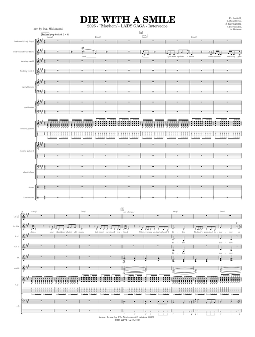 Die With A Smile – L. Gaga, B. Mars - full score (for individual part write to pierangelomulazzani@gmail.com)