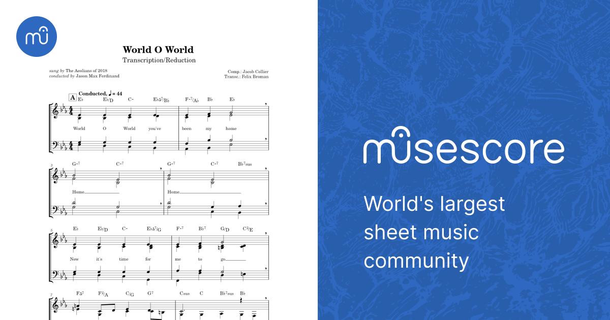 World O World Jacob Collier (Transcription) Sheet Music for Piano