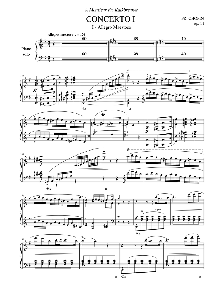 Chopin Piano Concerto No. 1 In E Minor I Allegro Maestoso Piano Solo Sheet music for Piano Solo Musescore