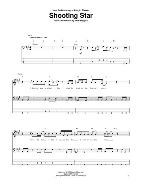 Shooting Star - Bad Company (Bass Tab)
