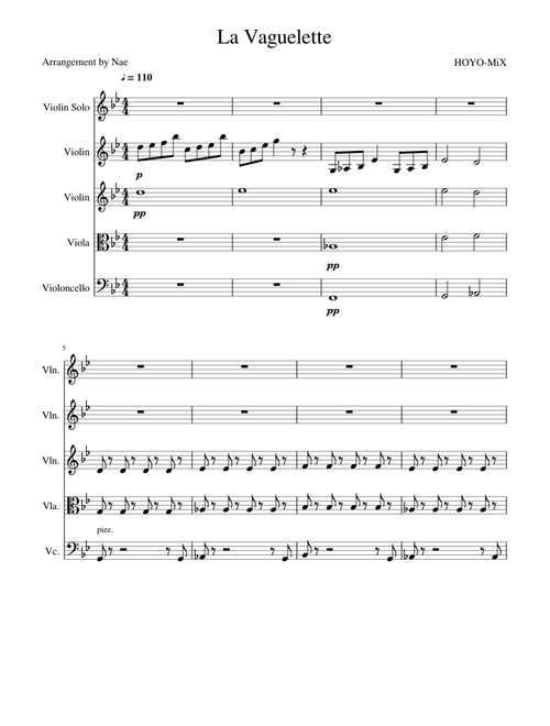 [Genshin Impact] La vaguelette for String Quartet + Solo Violin