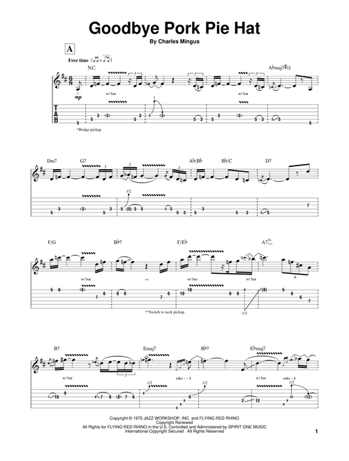 Goodbye Pork Pie Hat - Jeff Beck, Charles Mingus (Guitar Tab Play-Along)