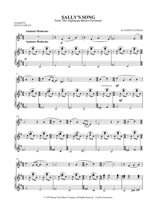 Sally's Song (Arr. SCMusic) - Danny Elfman (Flute and Piano)