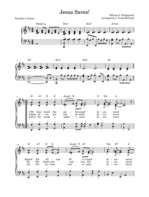 Jesus Saves (Arr. J. Craig McComb) - William J Kirkpatrick (Piano-Vocal-Guitar (Piano Accompaniment))