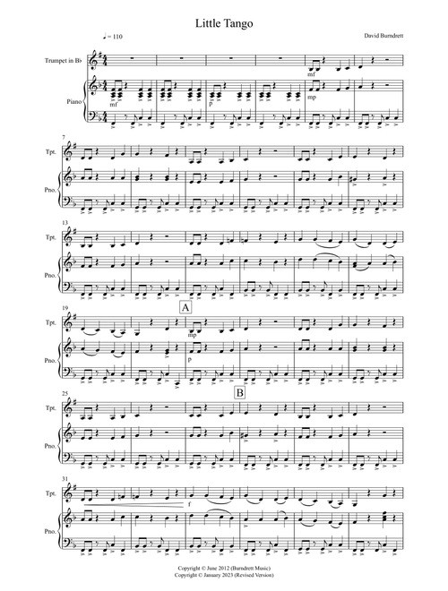 Little Tango for Easy Trumpet and Piano - David Burndrett (Trumpet and Piano)