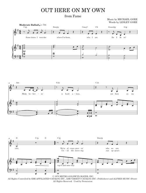 Out Here On My Own (from Fame) - Michael Gore (Piano Vocal)