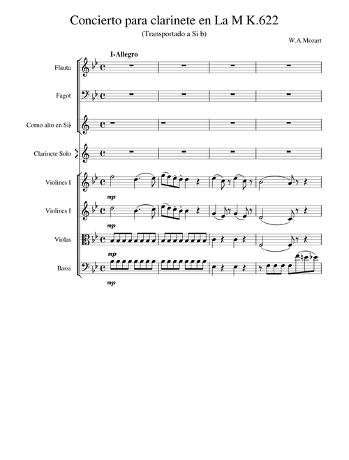 Mozart--Concerto for Clarinet (in Bb), K.622