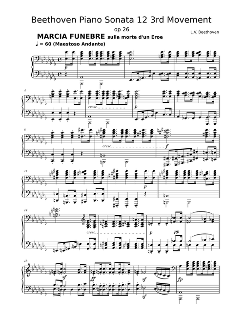 Piano Sonata No.12, Op.26 3rd Movement – Ludwig Van Beethoven