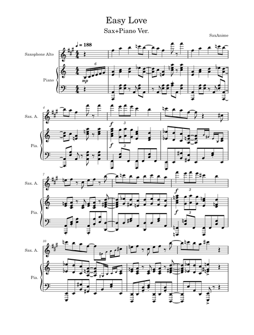 Easy Love Sax/Piano - Ijiranaide, Nagatoro-san OP1