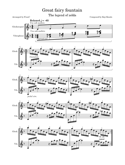 Great Fairy Fountain – Koji Kondo Great Fairy Fountain for Vibraphone and Glockenspiel