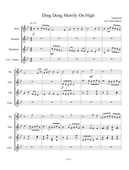 Ding Dong Merrily On High (Bells, Marimba, Vibraphone) (Arr. Clark Cothern) - Percussion Ensemble from the Brno Philharmonic Orchestra, Czech Republic (Percussion Ensemble)