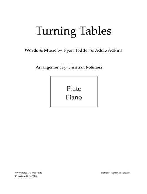 Turning Tables (Arr. Christian Roßmeißl) - Adele (Flute and Piano)