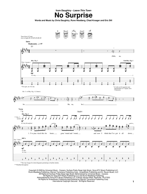 No Surprise - Daughtry (Guitar Tab)