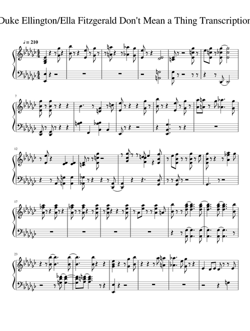 Duke Ellington Ella Fitzgerald Don t Mean a Thing Transcription