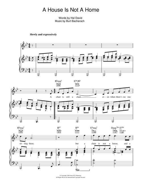 A House Is Not A Home - Shirley Bassey (Piano-Vocal-Guitar (Piano Accompaniment))