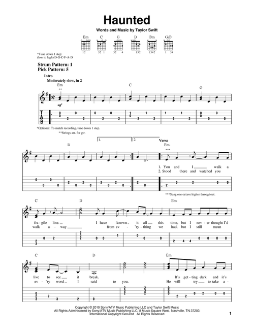 Haunted - Taylor Swift (Easy Guitar with TAB)