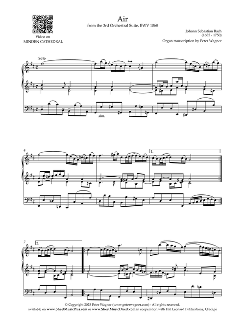 AIR from the 3rd Orchestral Suite, BWV 1068 (Arr. Peter Wagner) - Johann Sebastian Bach (1685 - 1750) (Instrumental Solo)
