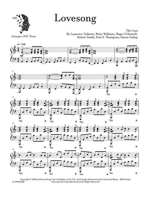 the cure sheet music by swcombs | Play, print, and download in PDF