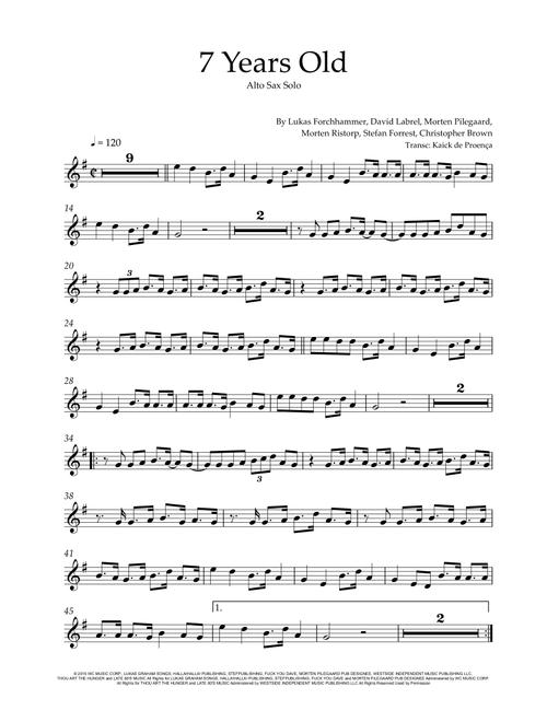 7 Years (Arr. Kaick de Proença) - Lukas Graham (Alto Sax Solo)