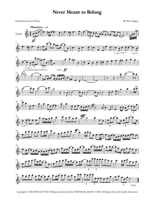 Never Meant To Belong (Arr. Jhonatan Lucio Viana) - Shiro Sagisu (Violin Solo)
