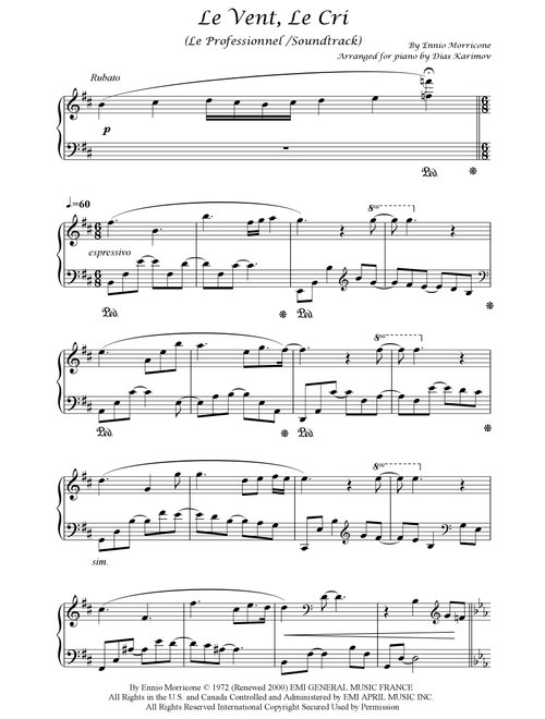 Le Vent, Le Cri (Arr. Dias Karimov) - Ennio Morricone (Piano Solo)