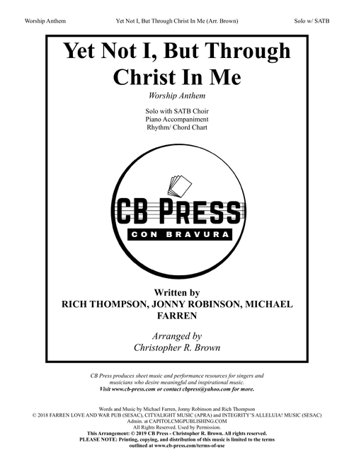 Yet Not I But Through Christ In Me (Arr. Christopher R. Brown) - CityAlight (Choral, SATB)
