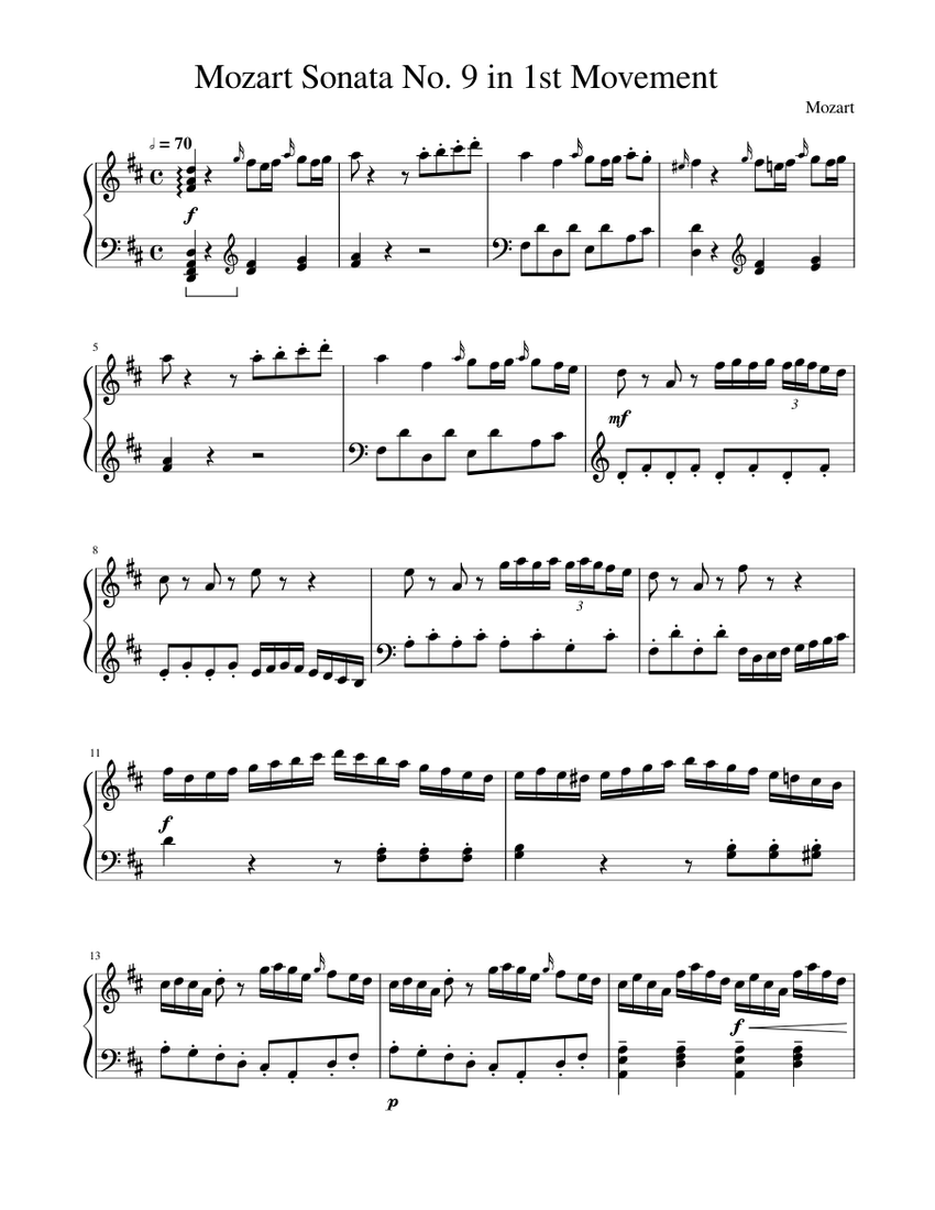 2025年新作 in 9 No. Sonata Mozart 1st Piano for Music Sheet Movement その他