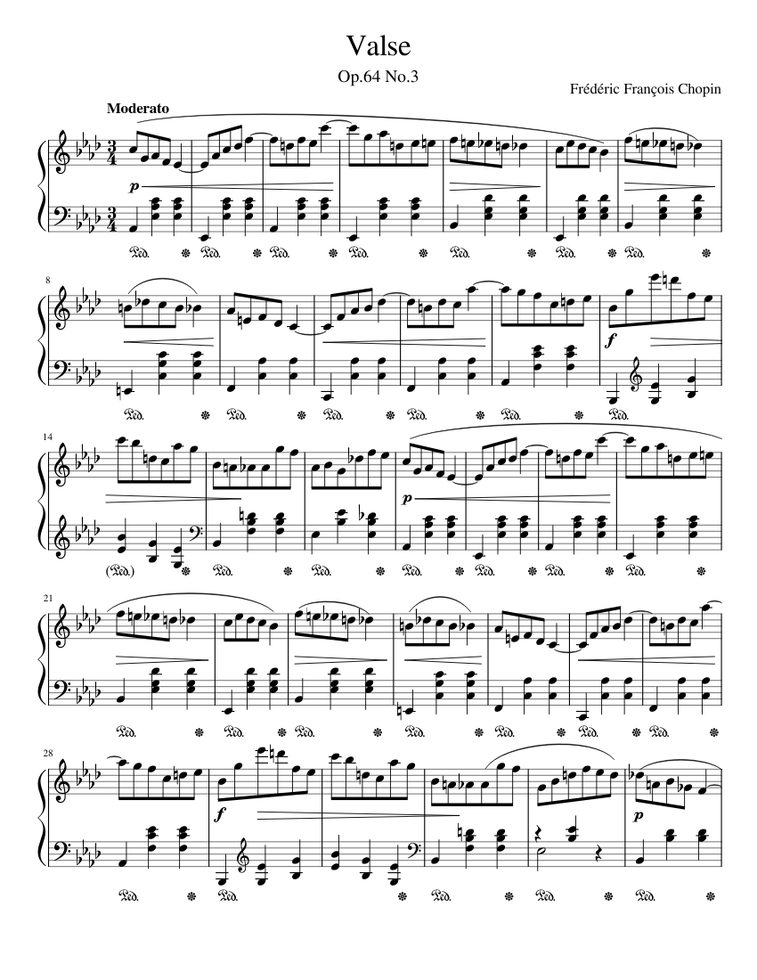 chopin valse op 64 no 3 Sheet Music for Piano (Solo