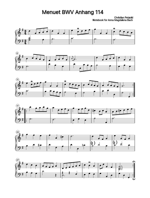 Menuet BWV Anhang 114 – Christian Petzold