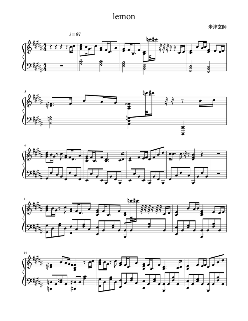 lemon Sheet music for Piano (Solo) | Musescore.com